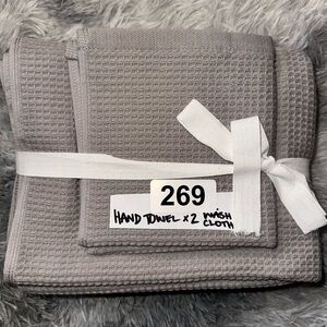 Quince Waffle Weave Hand Towel & 2 Wash Cloth Set - Light Gray - NWOT
